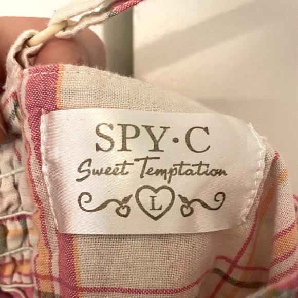 Vintage Y2K pink plaid spaghetti strap top, size m/l - Picture 3 of 7